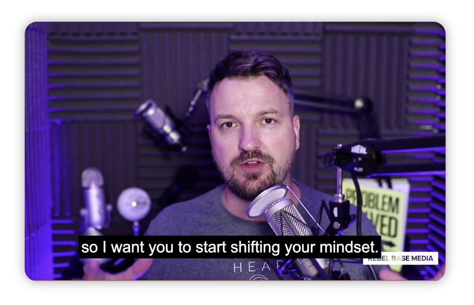 A screenshot showing the closed captioned videos of The Podcast Accelerator created specifically for social media.