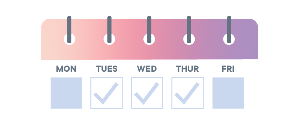 An illustration of a calendar, indicating a podcast publishing schedule.