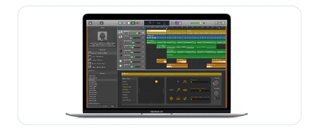 a screenshot of garageband, the podcast editing software