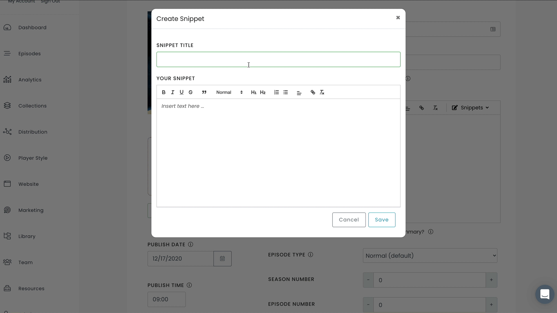 Captivate's show notes snippets in action