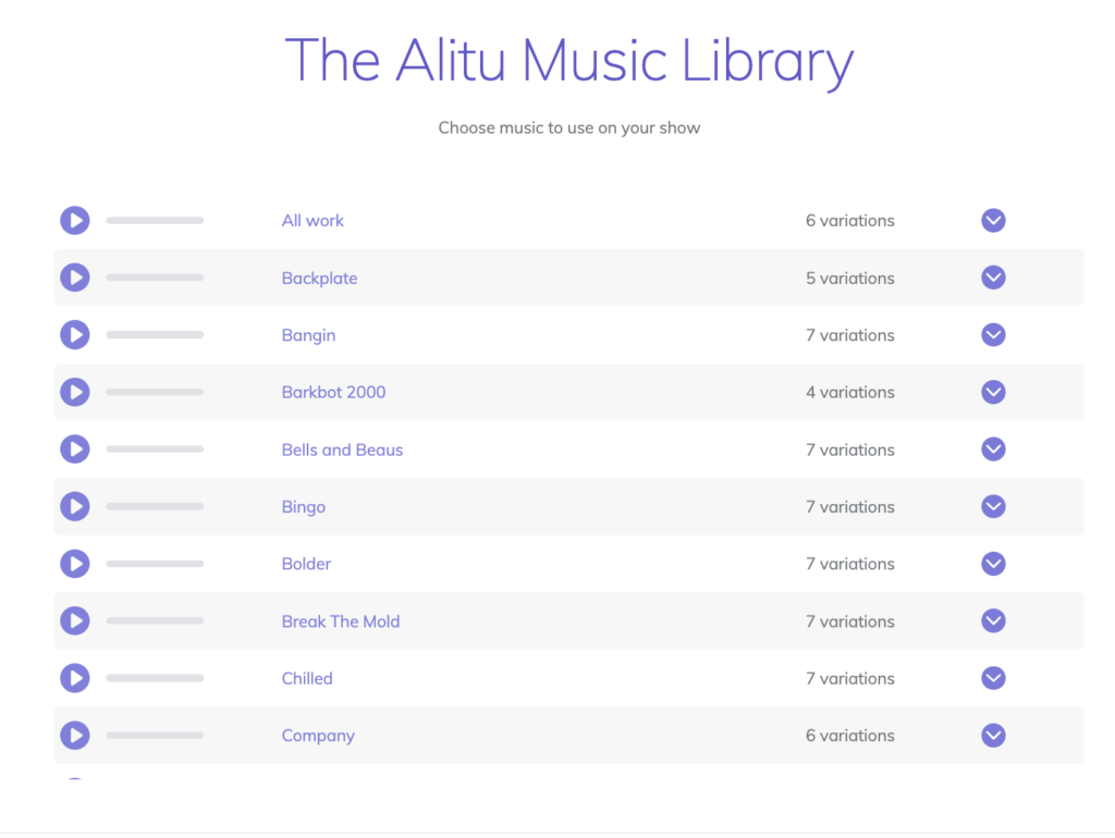 alitu music library screenshot