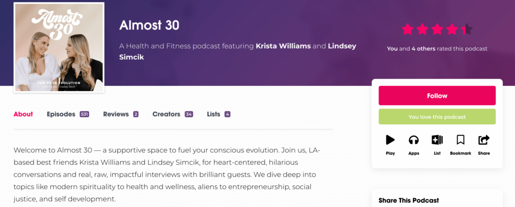 almost 30 captivate hosted podcast on podchaser screenshot