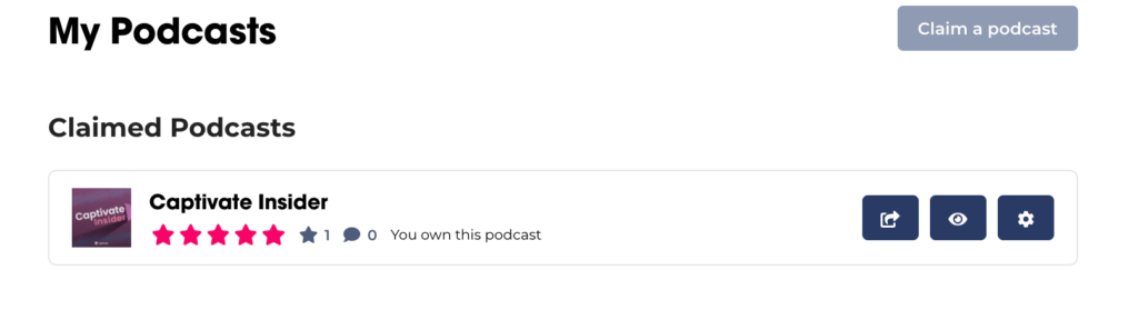 claimed podcast on podchaser screenshot