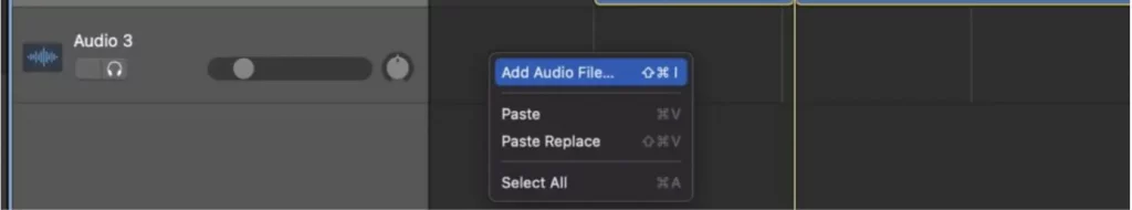 Add audio file in GarageBand