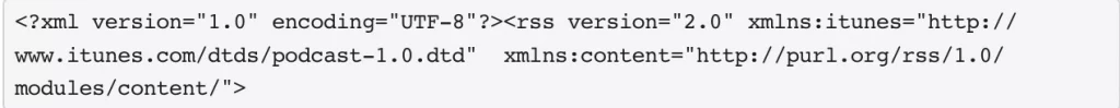 RSS XML Declaration