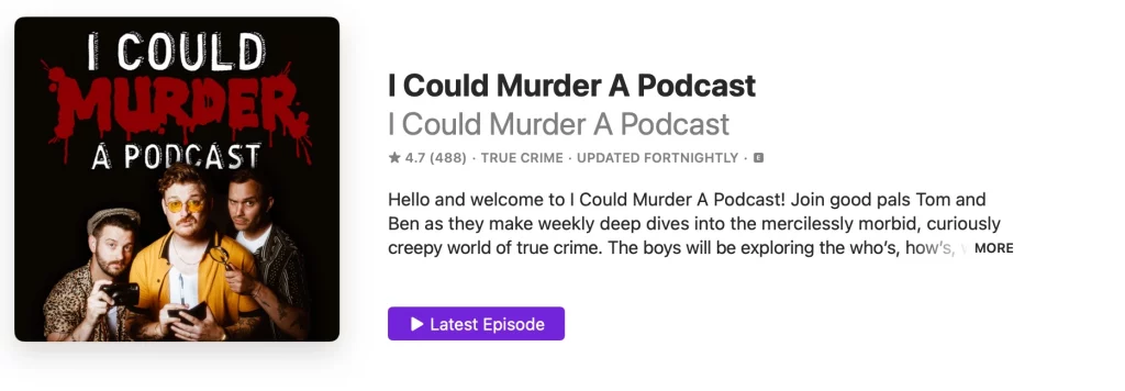 I Could Murder A Podcast description on Apple Podcasts