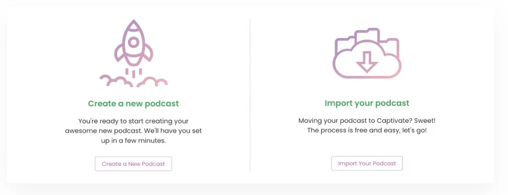 Import your podcast section in Captivate