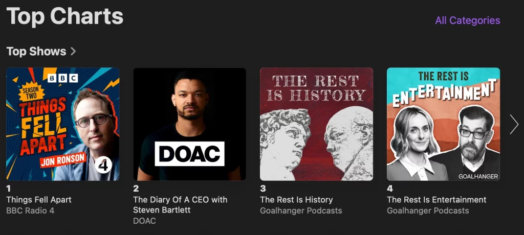 Top Charts in Apple Podcasts